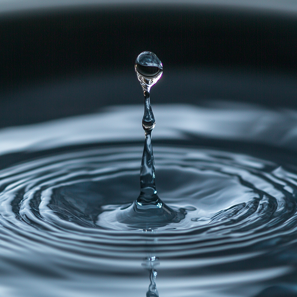 Ein Wassertropfen, der in ein Becken voller Wasser tropft